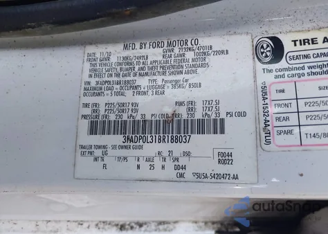 2011 Ford Fusion Hybrid Hybrid из США, поврежденный, VIN 3FADP0L31BR188037